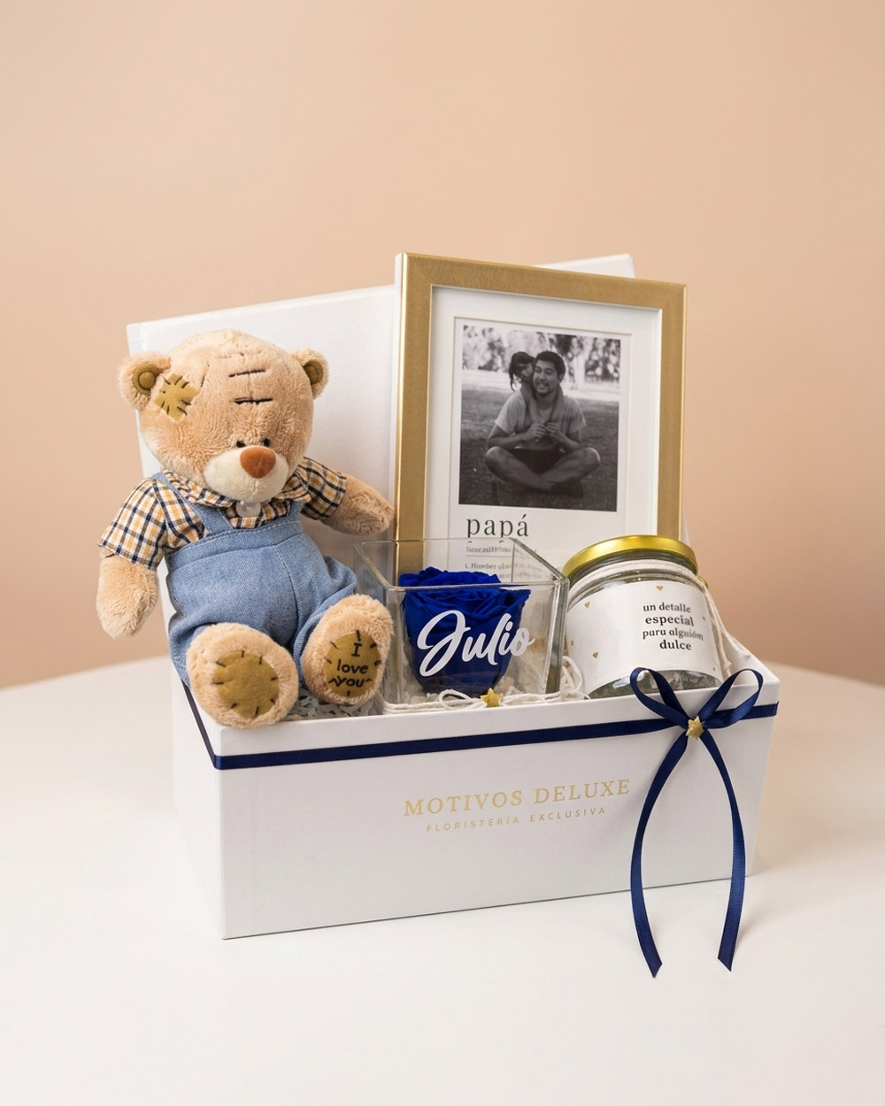 regalo-papa-amor-novio-portafoto-2 Rosa Eterna Azul y Cuadro - Imagen 1